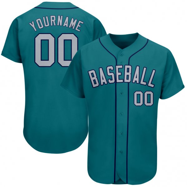 Preschool Custom Aqua Gray-Navy Authentic Baseball Jersey