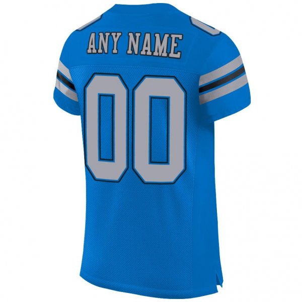 Preschool Custom Panther Blue Light Gray-Black Mesh Authentic Football Jersey