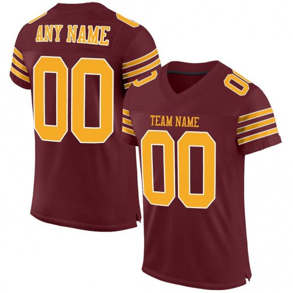Women's Custom Burgundy Gold-White Mesh Authentic Football Jersey
